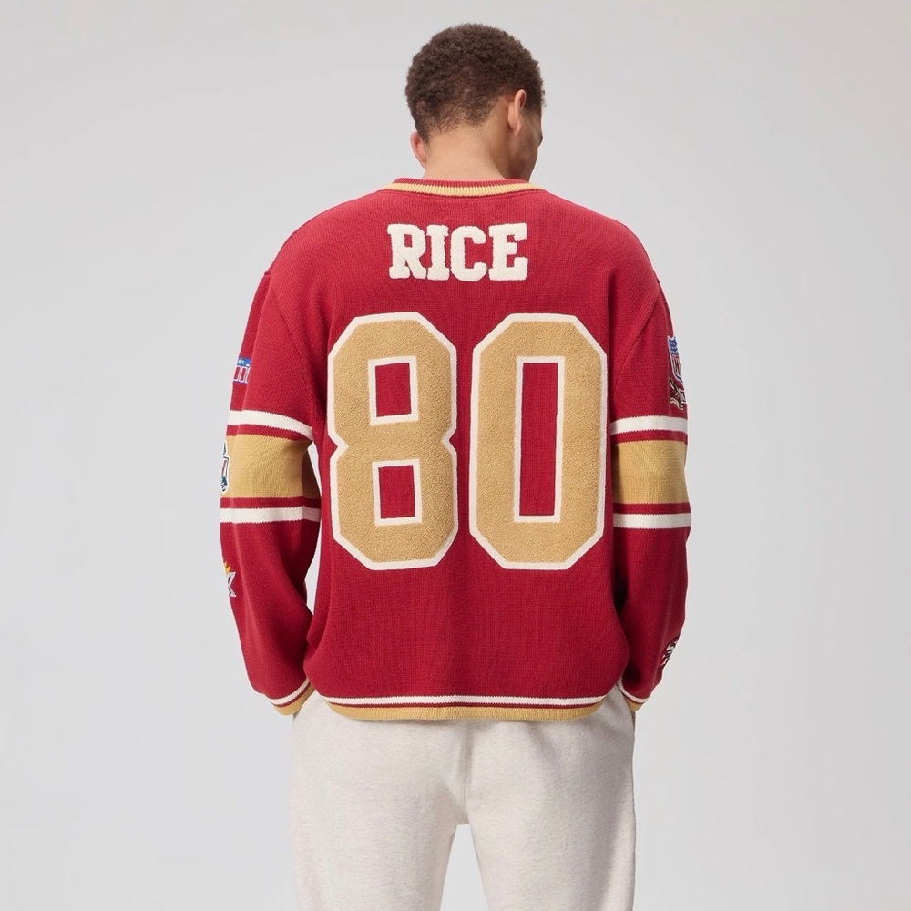 Kith V-Neck Sweater in Red and Gold